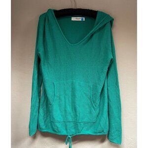Anthropologie Sparrow Womens Green Waffle Knit Hoodie Pullover Sweater Large